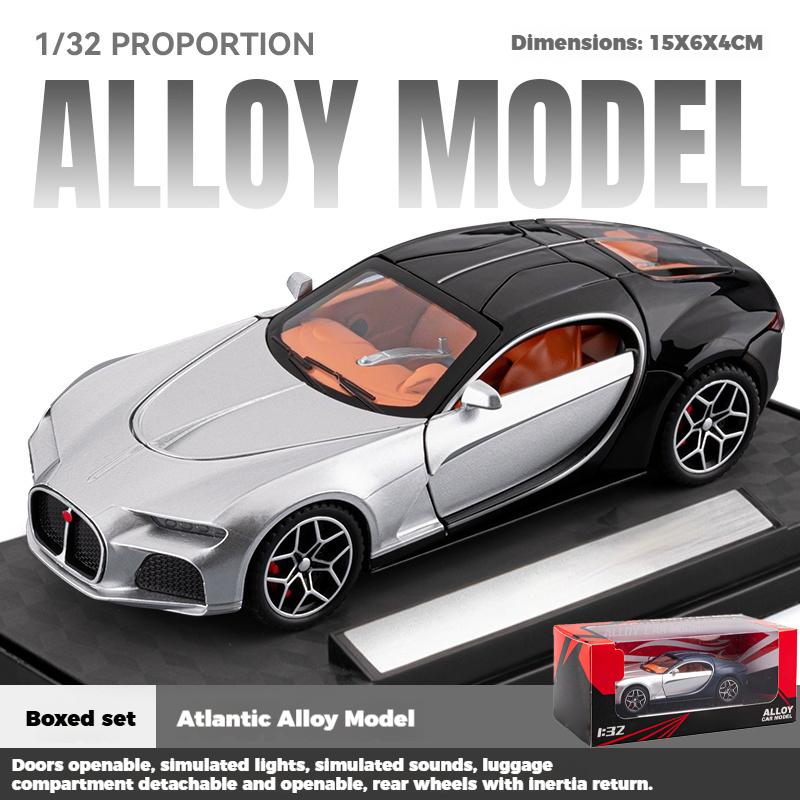 1:32 Atlantic Supercar Legierung Metall Auto Druckgussmodell Ton und Licht Rückzieher Kinderspielzeug Fahrzeug Sammlerstücke Geburtstagsgeschenk
