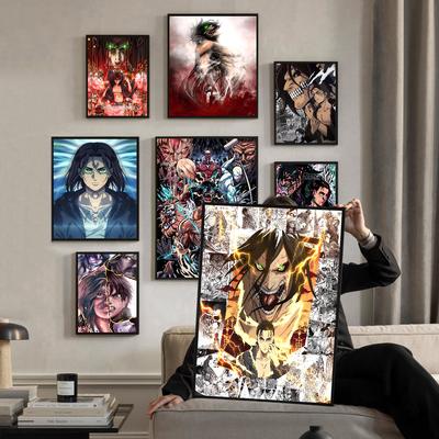 Anime Attack on Titan Eren Yeager Bílý papír Plakát Vodotěsná Papírová Nálepka Estetické Umění Nástěnná Malba Kavárna Bar