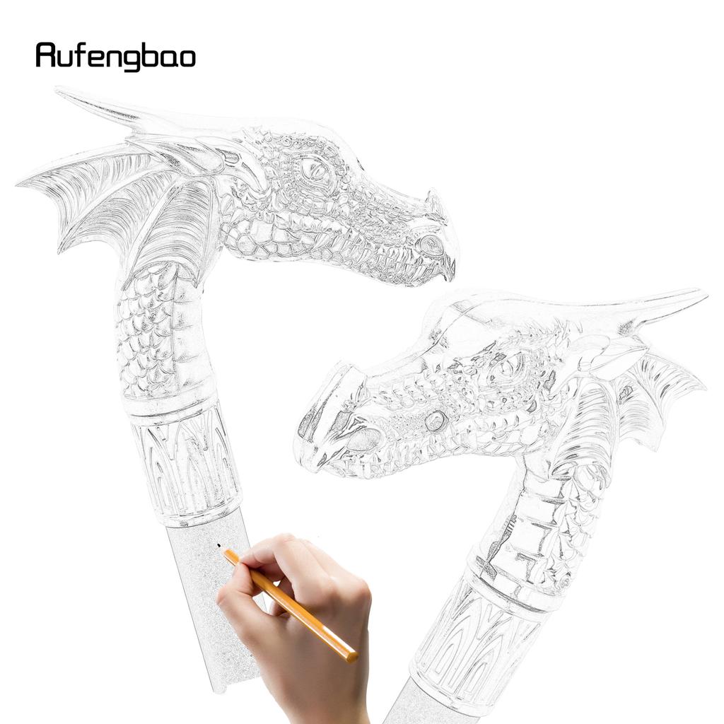 Golden White Dragon Head Fashion Walking Stick Decorative Stick Cospaly Vintage Performance Stage Cane 94cm