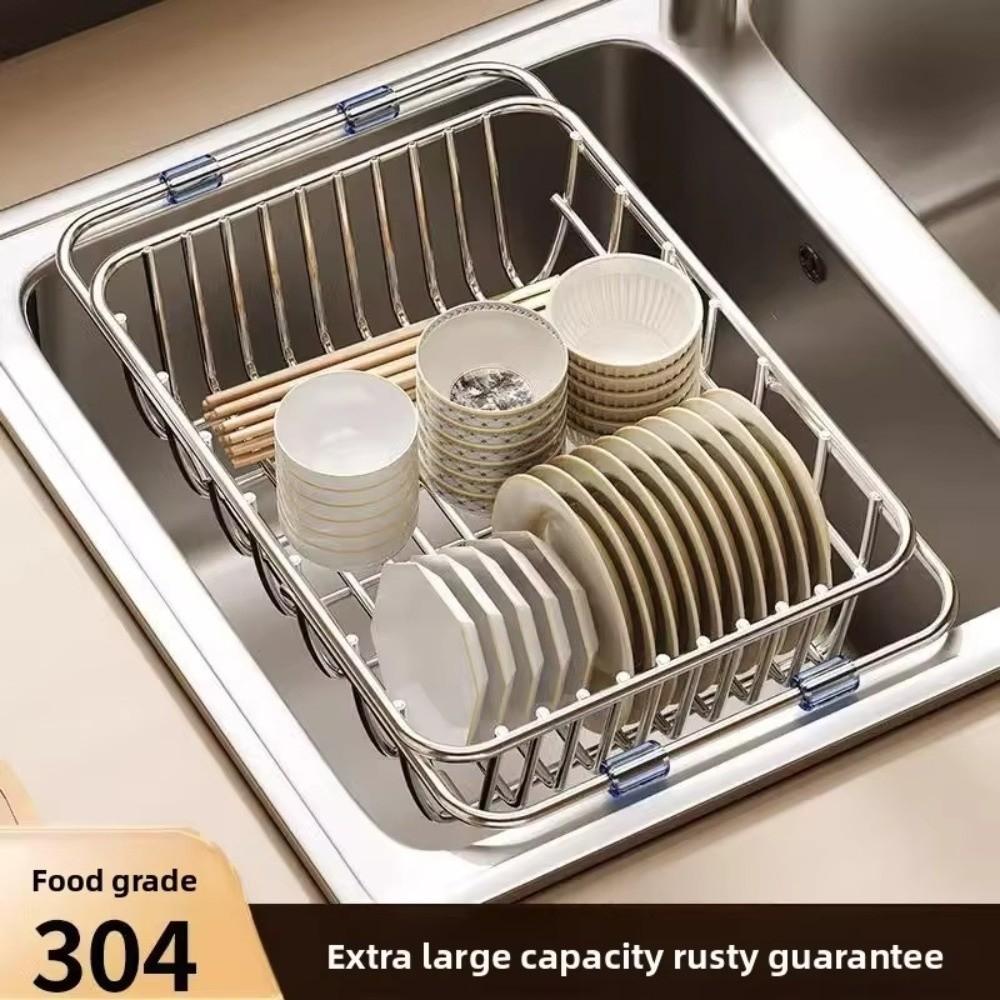 Adjustable Sink Drain Basket Telescopic Dish Drying Rack Kitchen Storage Organizer Kitchen Use