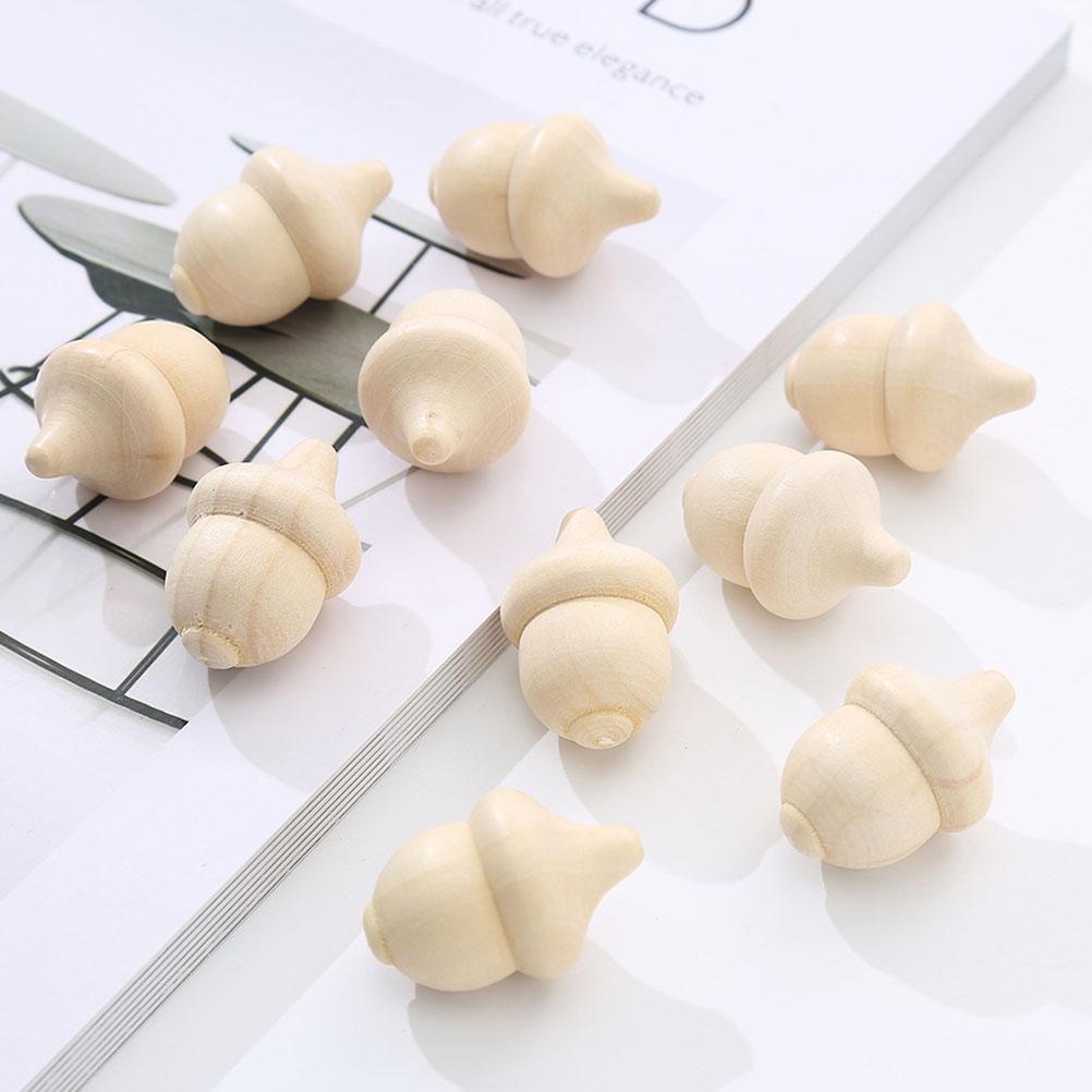 30 Pcs Woody Acorn DIY Accessories Unfinished Playthings Home Wooden Model Toy Toys Mini Baby for Acorns