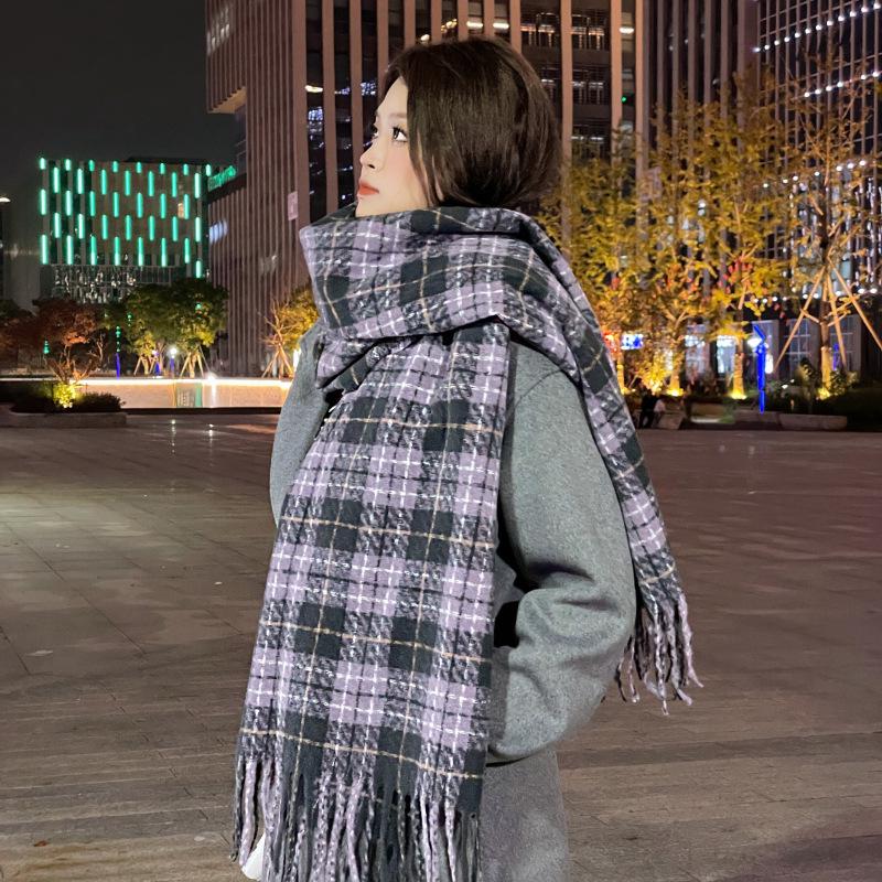 Hochwertiger Schal im koreanischen Stil mit Karomuster: Warmer, verdickter Kaschmir-ähnlicher Schal für Studenten und Paare