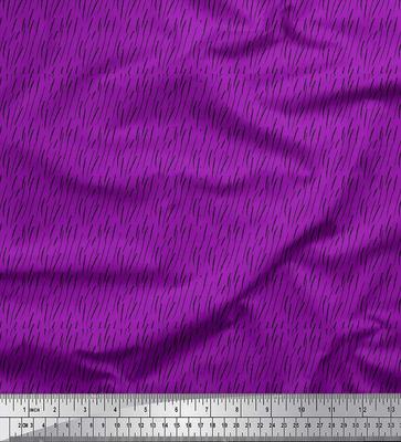 Purple Japan Crepe Satin Fabric Brush Stroke Abstract Print Fabric by the Metre 42 Inch