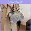 Trendy Plush Women's Shoulder Bag In Chic Pink Grey Khaki Orange Green Shades For 2024 Winter