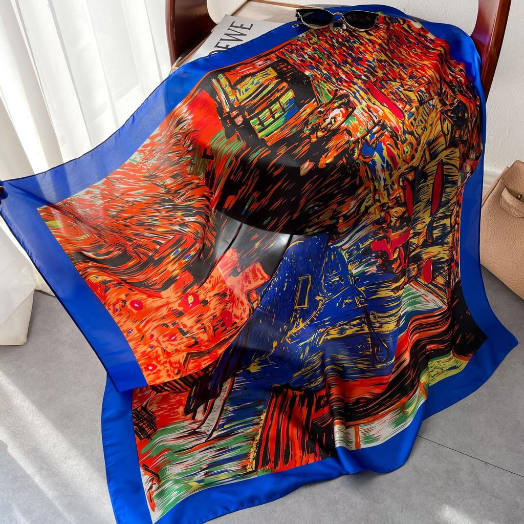 Eșarfe de mătase de înaltă calitate, de lux, bentiță, eșarfe pentru gât, pentru femei, eșarfă de mătase cu lanț, șal decorativ pentru femei