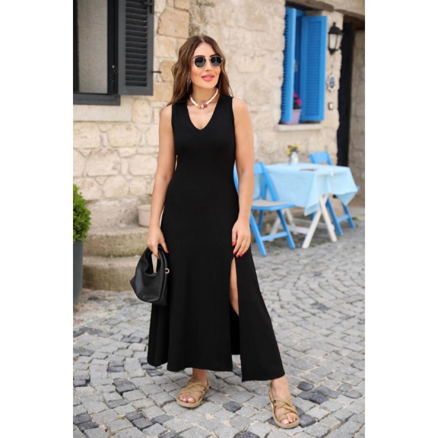 

Новый сезон, лето, женское платье с v-образным вырезом и разрезом, удобное элегантное платье из вискозной ткани S/M