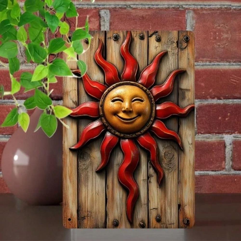 Vintage Metal Poster Sun Wall Art Decor Handmade Garage Man Cave Tin Sign