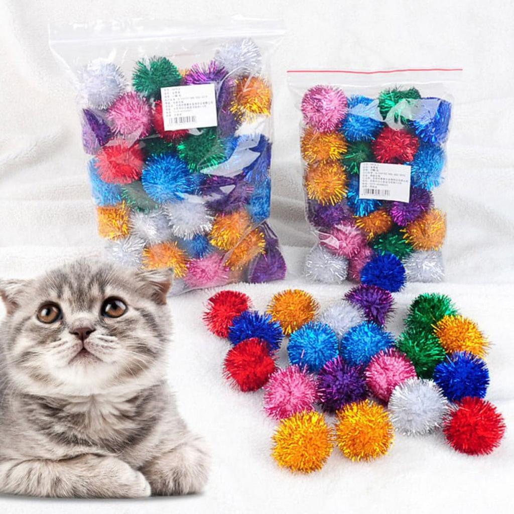 Glitter Pompom Plush Craft Christmas Decor Kids Toys Accessories Wedding Decor Garment Handmade Material Cat Toys