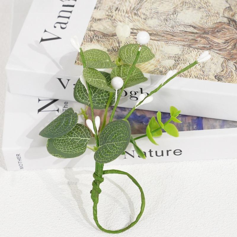 2Pcs Artificial Eucalyptus Green Napkin Rings Floral Rustic Wedding Party Table Centerpieces Valentine'S Day Home Dining Decor