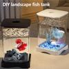 AS60-Acrylic Mini Fish Tank Ecological Goldfish Aquarium Home Office Desktop Decorations Aquariums Accessories