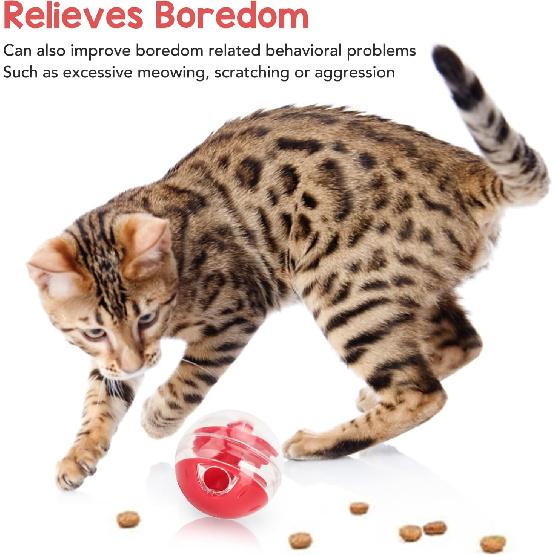 Zerodis Cat Leaky Food Toy Ball,Pet Interactive Slow Feeder Puzzle Ball Cat Treat Dispenser Toys for Bored Cats Relieve Boredom Dog Teeth Grinding