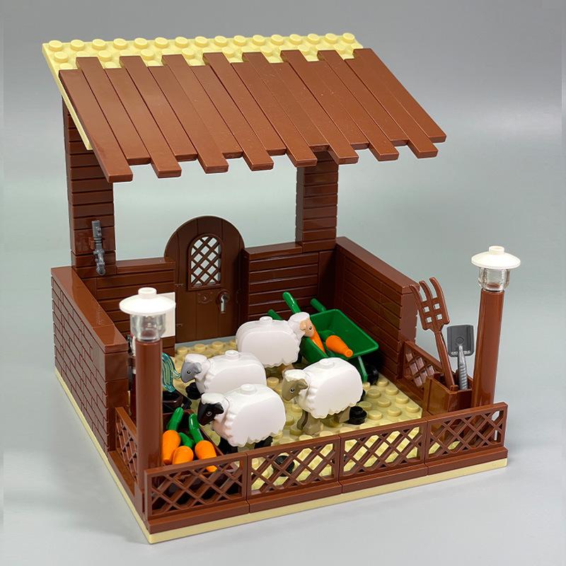 Animal Farm Building Blocks Set: Sheepfold, Cow Shed, Stable, Pigsty DIY Toy Assembly