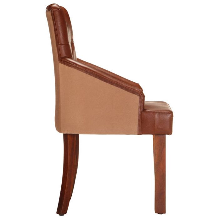 VidaXL Chaises de salle à manger 2 pcs Marron Cuir de chèvre véritable