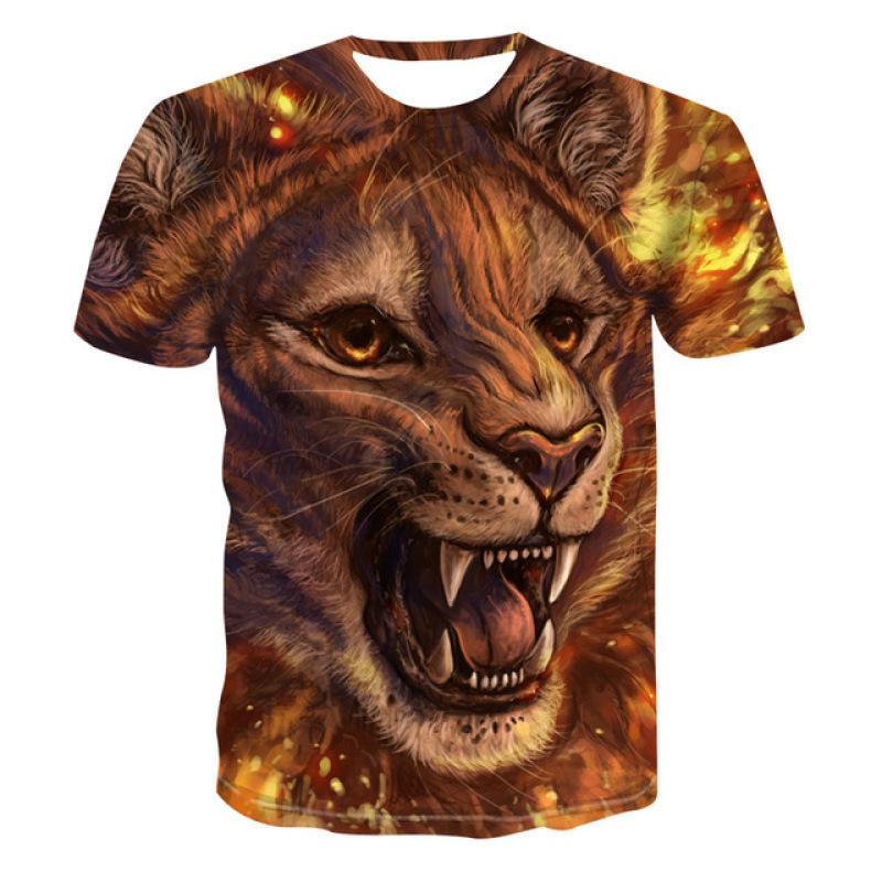 3D Hunting Animal Bull Print T-shirt Magical Harajuku Trend Street Spanish Bullfight Short-sleeved Oversized Men's Top