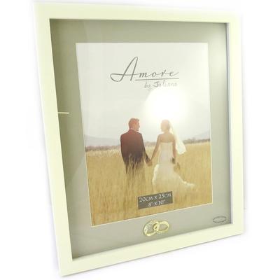 [M7731] - Ivory 'Romance' Photo Frame (20x25 Cm) Gold Wedding Rings