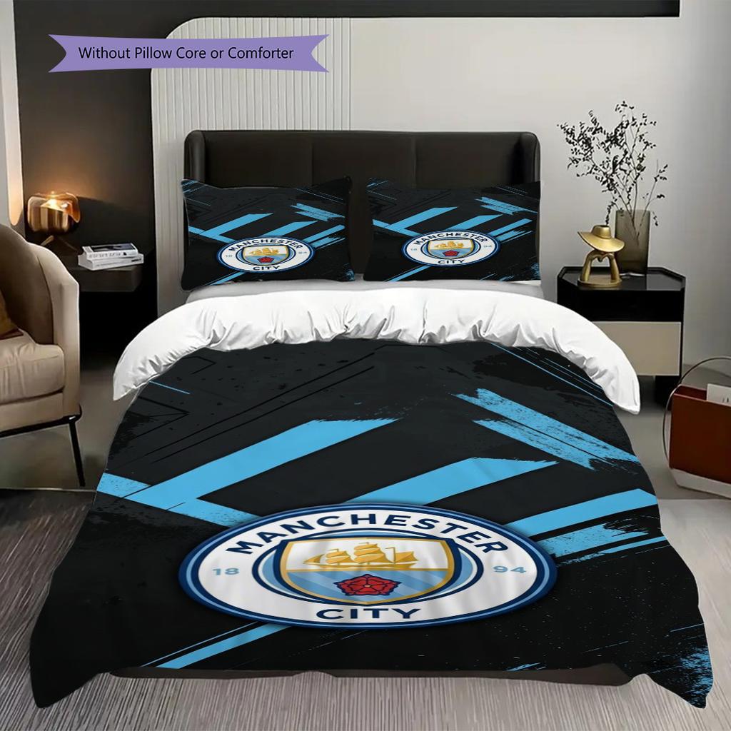 Manchester Football Glory Bedding (1 * duvet cover + 2 * pillowcase, without core) 2DFlat Soft and comfortable Duvet cover and pillowcase Bedding set