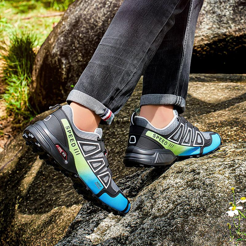 Men‘S Waterproof Hiking Shoes Outdoor Trainers Lace-Up Climbing Shoes Women Trekking Sneakers Anti-Slip Hunting Tactical Sneaker