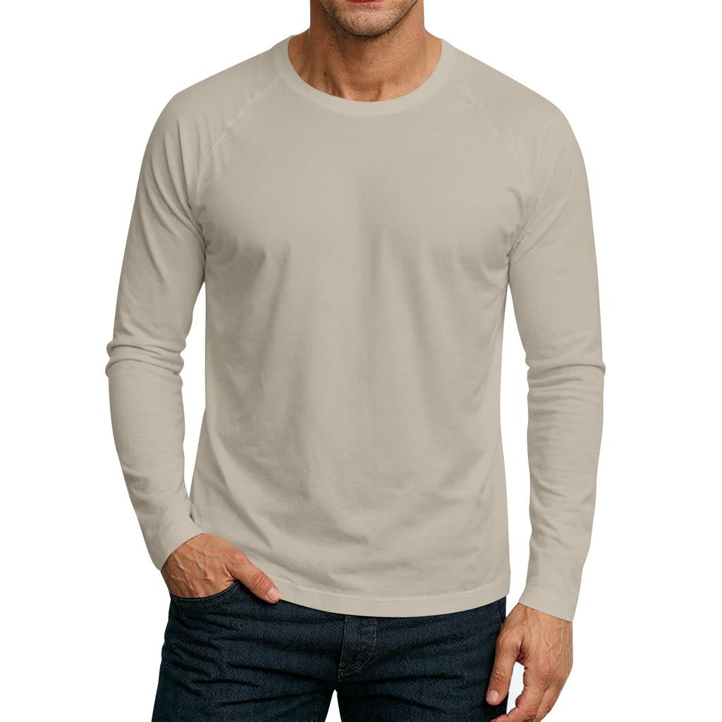 Men's Round Neck Plunger Long Sleeve T-Shirt Top