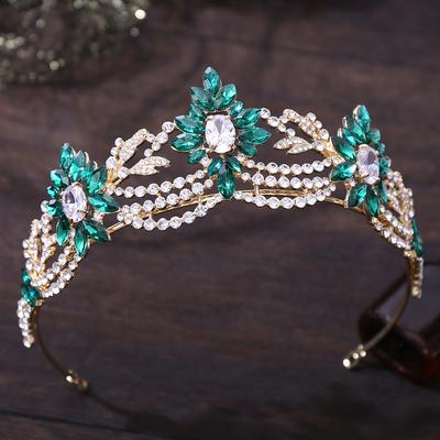 New Floral Simple Zircon Crystal Bridal Crown Headpiece Wind Zinc Alloy Wedding Jewelry Crown