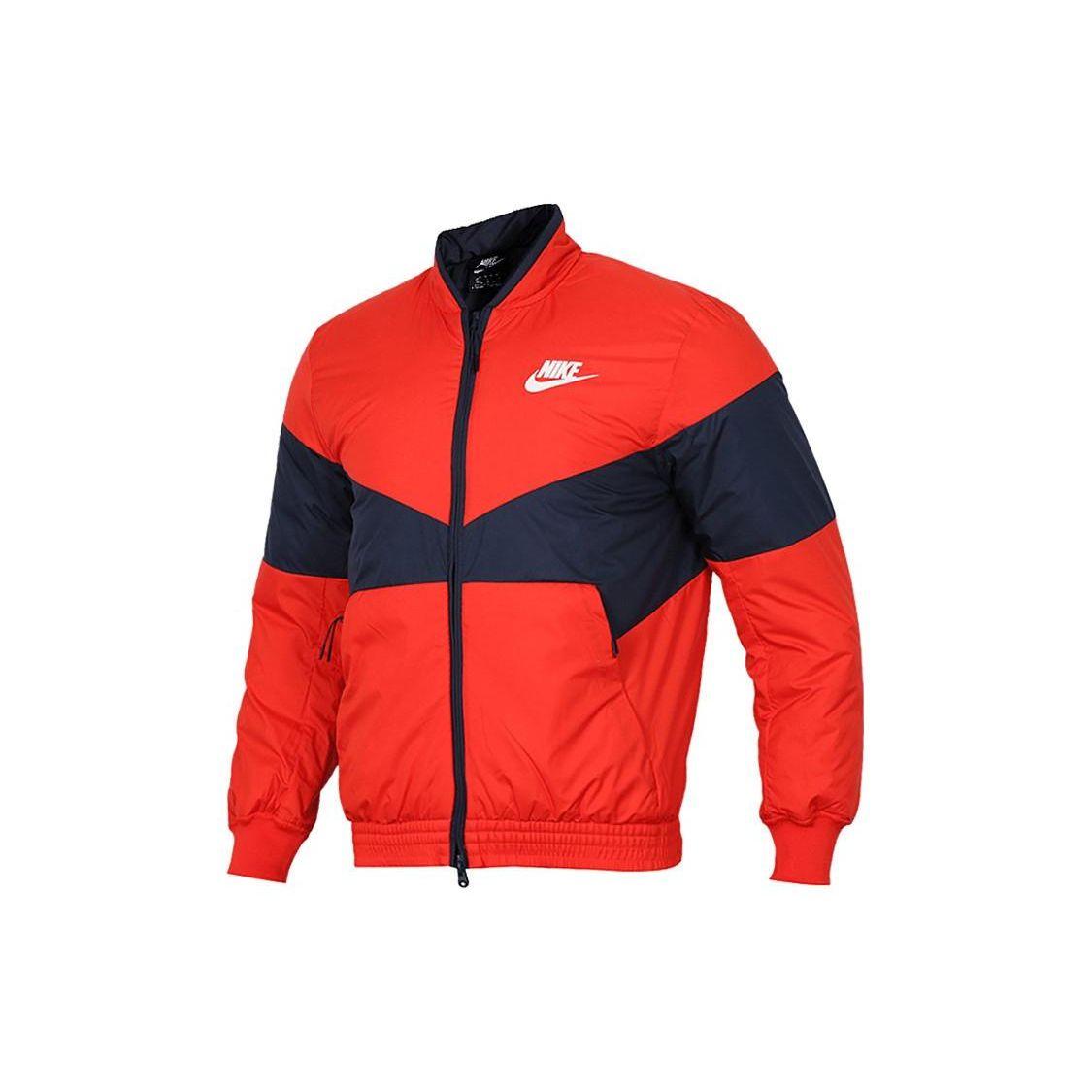 

Nike Sports Casual Warm Color Block Jacket Men Jackets Red AJ1021-634