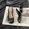French Fairy Style Bow Bag Head Thick Heel High Heel Sandals Women's Summer New with Skirt Single Shoes Women's Shoes