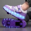 New Mesh Runaway Shoes Double-wheeled Boys and Girls Wheel Shoes Luminous Shoes
