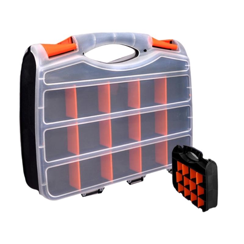 Transparent Plastic Tool Organizer Boxes Adjustable Compartments Secure Latches Ergonomic Handle for Hardware Accessories