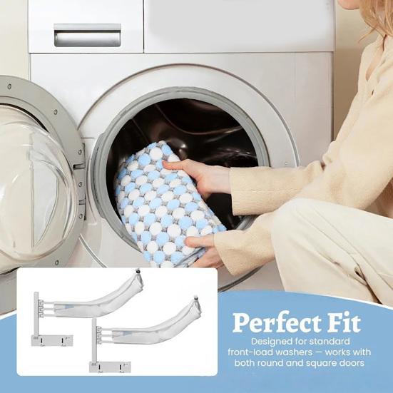 Back Pain Relief Laundry Tool Front Load Washing Machine Catcher Net, Foldable Anti-drop Washer Room Storage Solutions Collection Suction Cup