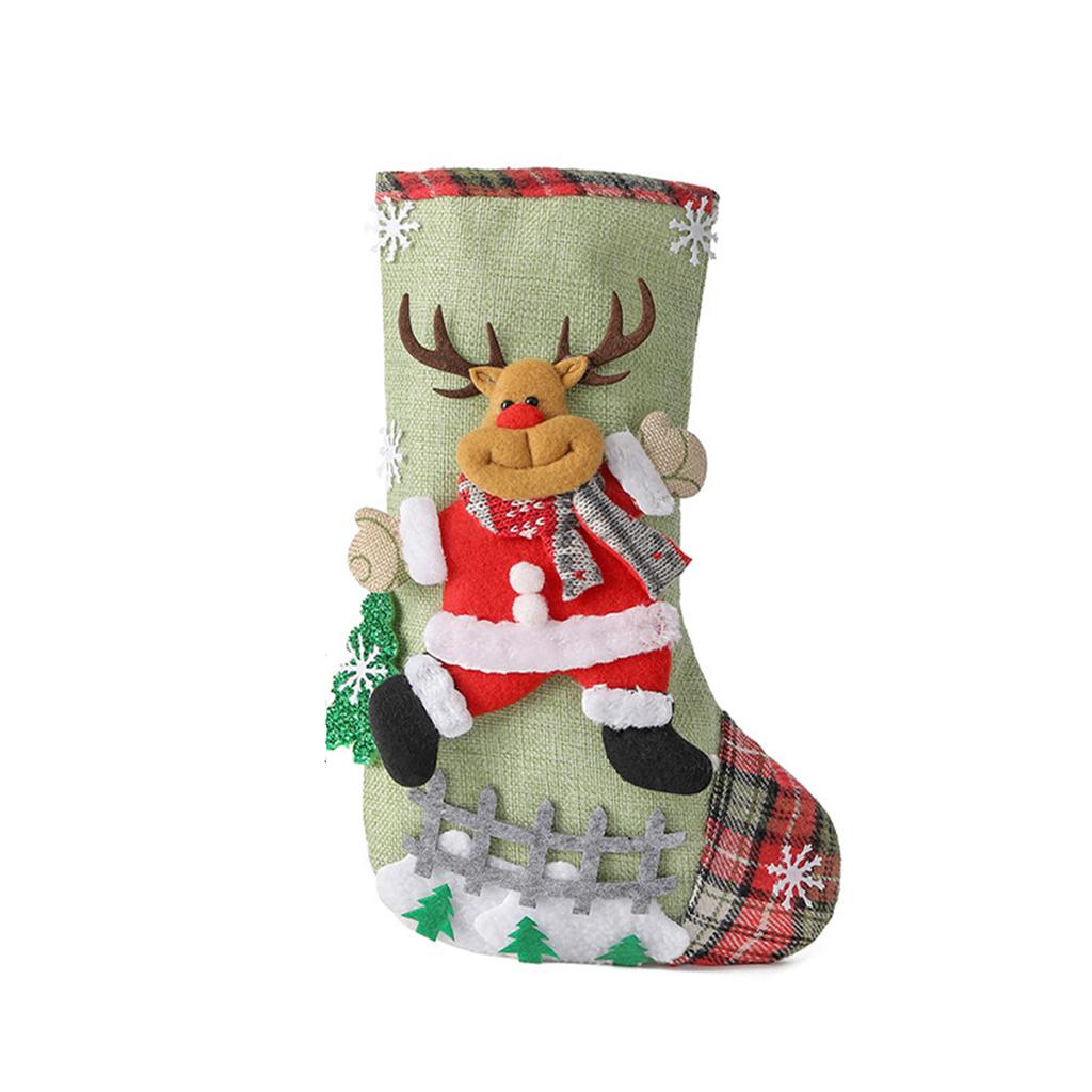 Large Linen Christmas Stockings Christmas Tree Decoration Pendant Cute Candy Gift Bag Holiday Decoration Stockings