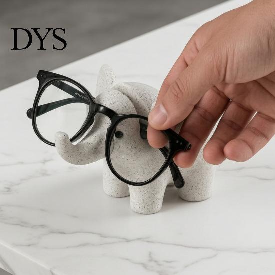 Resin Sculpture for Desk Elephant Shape Glasses Holder, Spectacle Display Stand, Modern Style Unique Jewelry Holder Eyewear Tray, Stable Eyeglass