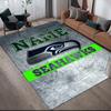 Custom Name,Seattle Seahawks Home Sofa Decoration for Living Room & Bedroom, Non‑Slip Play Flannel Floor Mat for Game Room