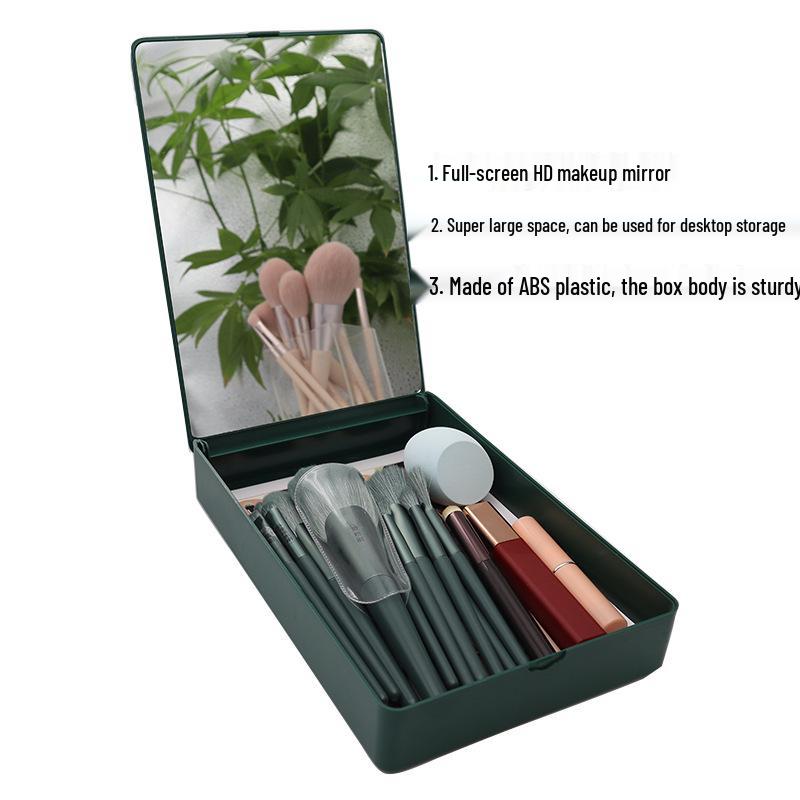 Portable Large-Capacity Vanity Case: Makeup Mirror, Jewelry Storage, and Brush Display Box