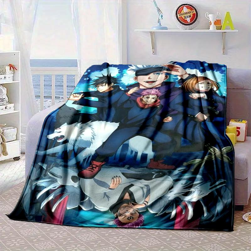 Jujutsu Curse Battle Blanket Flannel Blanket for bed, sofa, Camping, Hiking, Picnic Essentials, gift for family Fan gifts