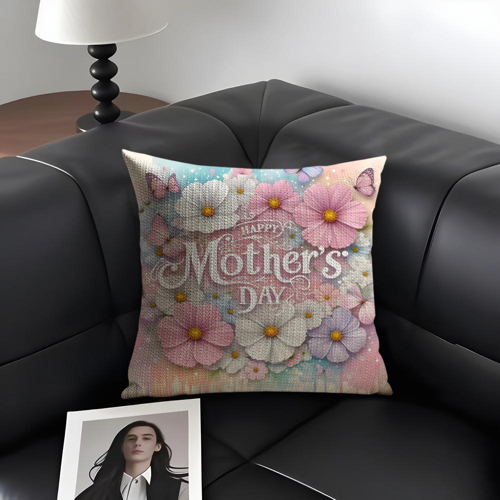 Mothers Day Cushion Cover Natural Linen Organic Fabric DoubleSided Printing Sofa Home Decor Gift Pillow Case