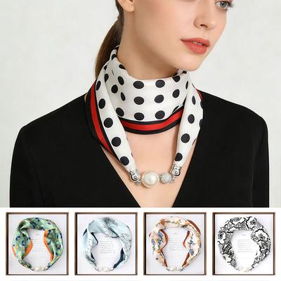 1 pezzo Foulard Collana da Donna Sciarpa Mano Polso Bottone Magnetico Borsa Sciarpe Sciarpe Stampa