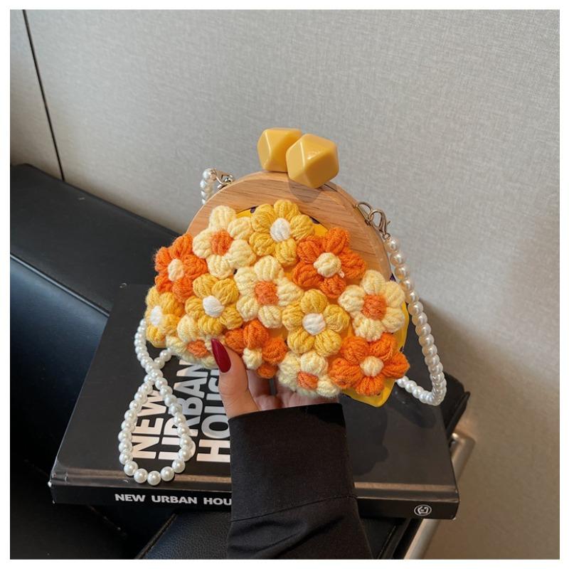 

Нишевый дизайн вязаная сумка женская новая летняя вышивка жемчуг сумка-мессенджер высококлассная маленькая сумка с цветком жёлтый