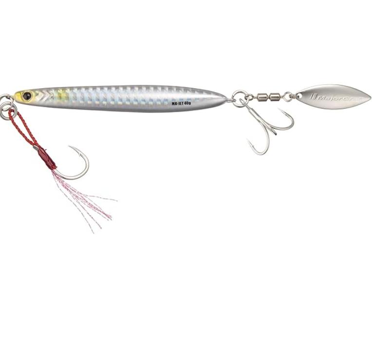 MAKI JIG JET 40g #08 Silver - Metal Jig Lure with Rear Blade for Saltwater Fishing 40g серебряный