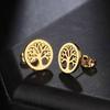 Women's Titanium Steel Tree of Life Dangle Earrings - 18K Gold, European & American Fashion Jewelry.