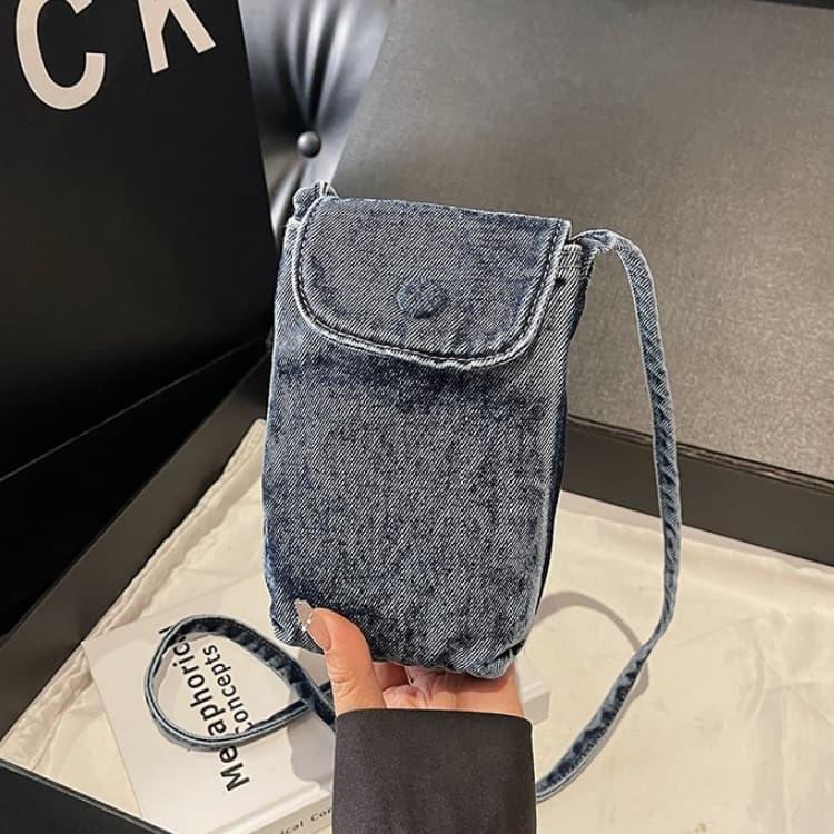 Retro washed denim mobile phone bag casual messenger bag