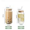 550ml High Temperature Resistant Straw Cup with Lid, Glass High Borosilicate Heat-resistant Glass Cup, Milk Tea Coffee Cola Cup