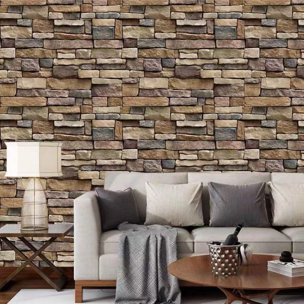 PVC 3D Brick Stone Wallpaper Waterproof Vintage Style Peel and Stick Wall Sticker Removable Self-adhesive Background Wallpaper