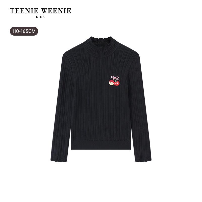 Teenie Weenie Kids Girls' Embroidered Cotton Turtleneck Baselayer