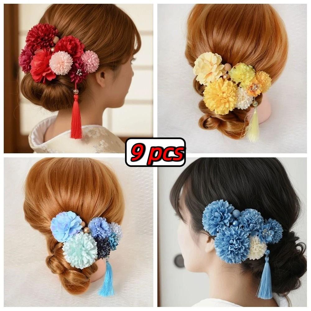 Flower Flower Hair Forks Japanese Style Tassels Hair Stick  Kimono Accessory