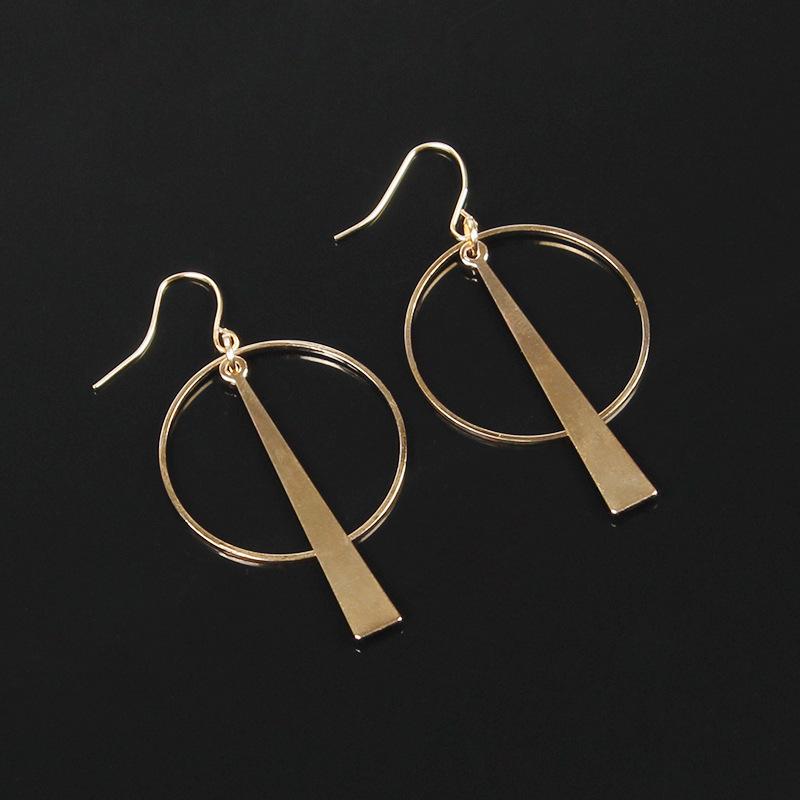 

European and American exaggerated new ear jewelry, creative geometric circle earrings versatile long earrings accessories срібний