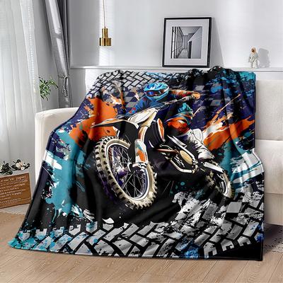 Motocross Adventure Sport Flannel Blanket-Soft and Suitable for Sofas,Beds,Offices,Travel,All Seasons,Great Gift for Holidays and Birthdays.