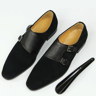 Sapatos Masculinos da Moda Camurça de Vaca Monk Outono Couro Genuíno Sapato Único Moda Clássico Fivela Feito à Mão Característico Mocassins Adultos Para Homem