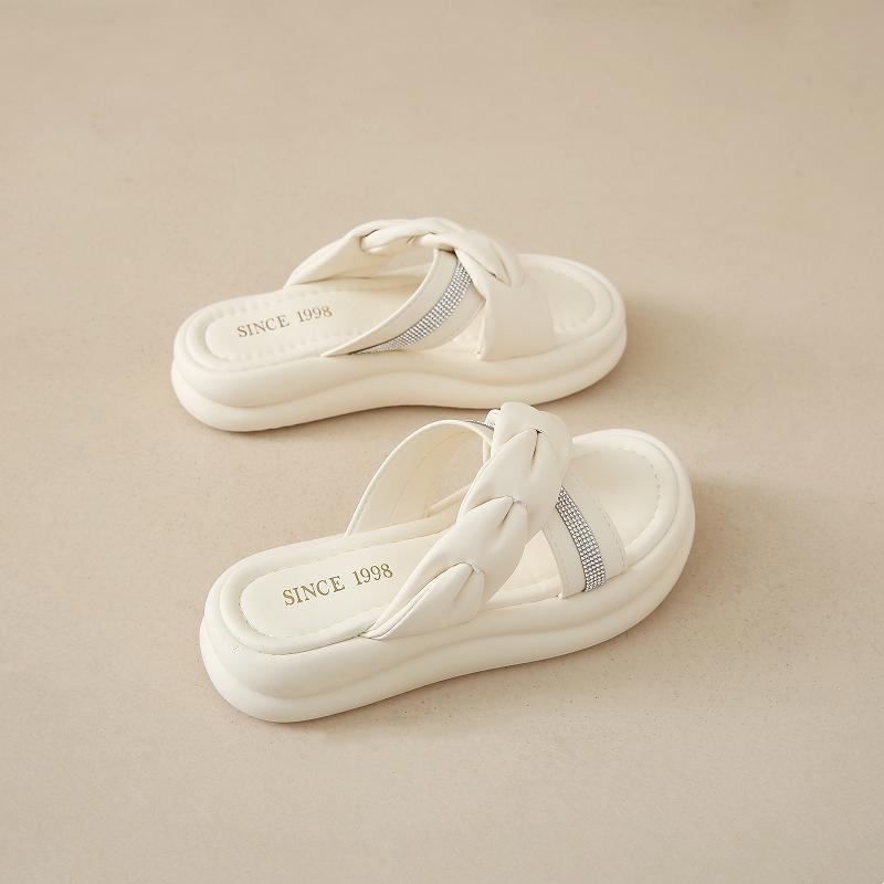 Новые летние модные однотонные сандалии с круглым носком и перекрестными ремешками удобная элегантная женская обувь на толстой подошве на платформе НЕТX13 35 бежевый 2119₽