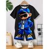 Directional Hot Selling Summer Boys Cool Dinosaur with Stars Printed Short-Sleeved Shorts Suit Abstract Style