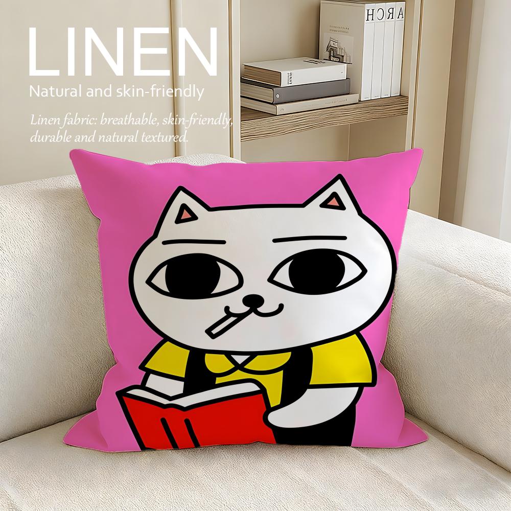 Cute Udoncat Cushion Cover Linen Decorative Pillowcase Set Pcs X X X Breathable Washable Sofa Cushion Cover