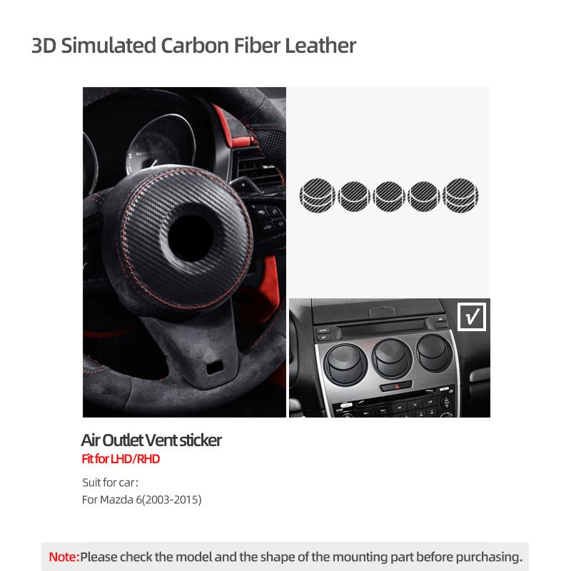 

For Mazda 6 2003-2015 Made of Alcantara Carbon Fiber Center Console Air Vent Outlet Trim Sticker Car Interior Tuning Accessories